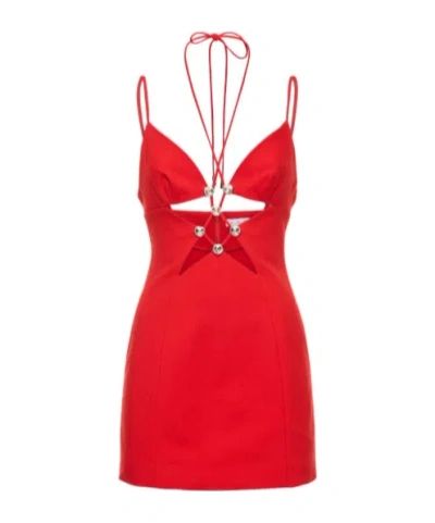 Area Decorated Cut-cut Mini Dress In Red