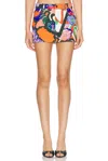 Area Heart-print Denim Mini Skirt In Multi