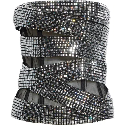 Area Disco Ball Strapless Top In Black