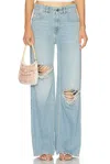 Area Distressed Crystal Relaxed Slit Jean In Blue