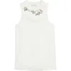Area Distressed Crystal Ribbed Knit Tank Top In White