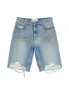 Area Distressed Embellished Denim Shorts In Blue
