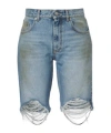 Area Distressed Embellished Denim Shorts In Blue