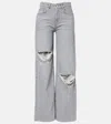 Area Distressed Crystal Relaxed Slit Jeans Light Grey In Gray