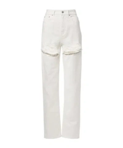 Area Cutout Crystal-embellished High-rise Straight-leg Jeans In White