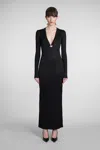 Area Stretch Viscose Dress Star Embellishment In Black