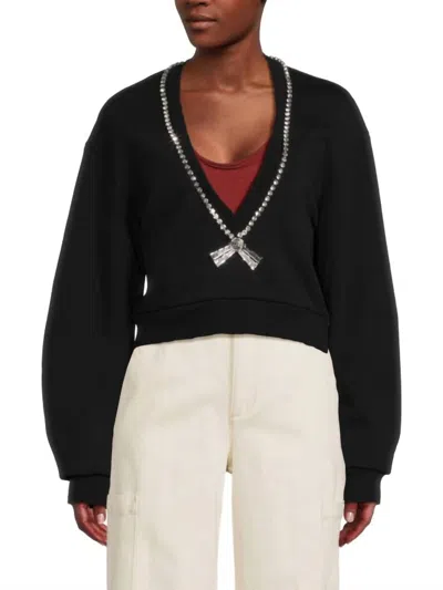 Area Embellished Bow Sweater In Black