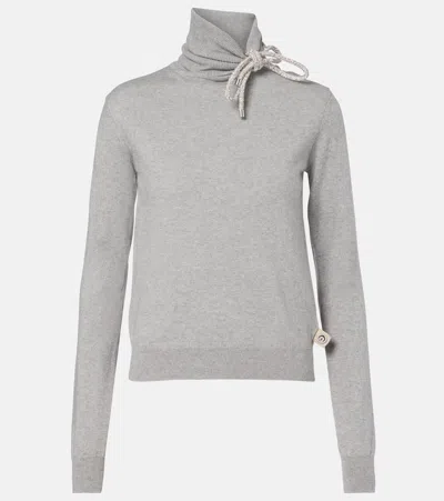 Area Embellished Cotton And Cashmere Turtleneck Sweater In Gray