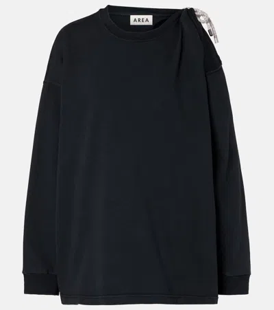 Area Embellished Cotton Jersey T-shirt In Black
