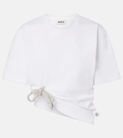 Area Embellished Cotton Jersey T-shirt In White