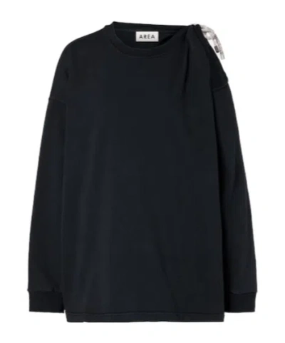 Area Embellished Cotton Jersey T-shirt In Black