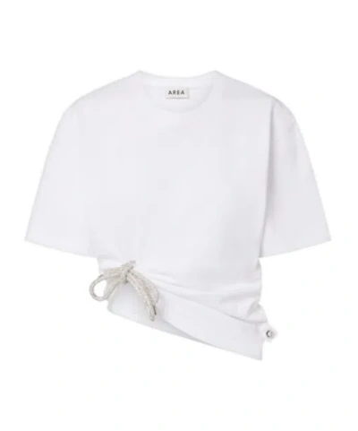 Area Embellished Cotton Jersey T-shirt In White