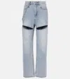 Area Embellished Cutout Wide-leg Jeans In Light Blue