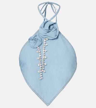 Area Topwear In Blue Cotton In Super Light Blue