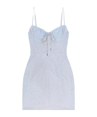 Area Embellished Hotfix Mini Dress In Blue