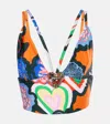 Area Heart Print Bustier Top In Multicoloured