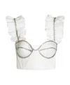 Area Cotton Bustier Top With Crystals In White