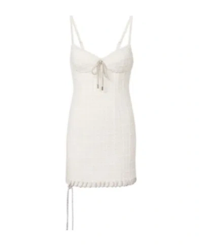 Area Embellished Tweed Minidress In White
