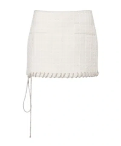 Area Embellished Tweed Miniskirt In Neutral