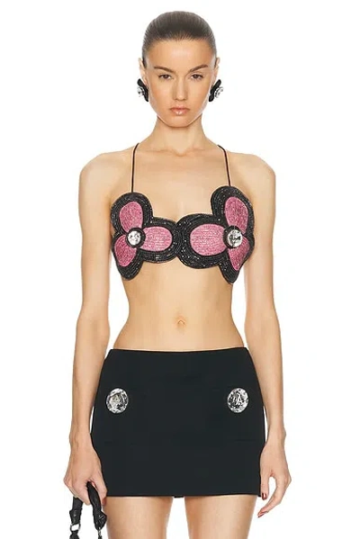 AREA EMBROIDERED CRYSTAL FLOWER BRA TOP