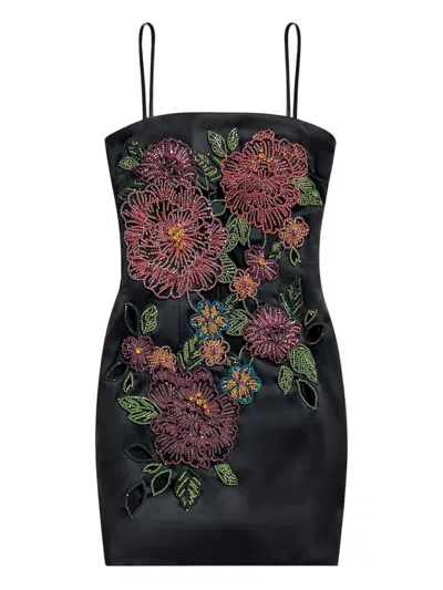Area Embroidered Mini Dress In Black