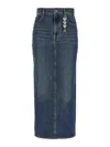 Area Logo-charm Denim Midi Skirt In Blue