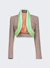Shop Area Faux Fur Trim Cropped Blazer In Brown