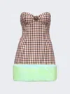 AREA FAUX FUR TRIM STRAPLESS MINI DRESS