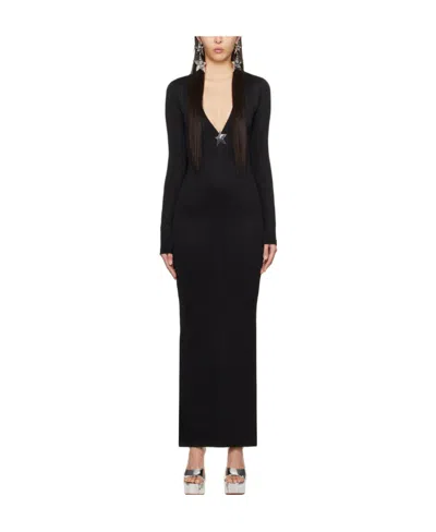 AREA AREA V-NECK FINE-RIBBED MAXI DRESS