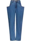 Area Flared-pocket Jeans In Blue