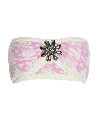Area Floral-appliqué Houndstooth-pattern Bandeau In Pink