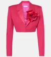 Area Flower Corsage Cropped Blazer In Pink