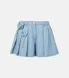 Area Floral-appliqué Denim Shorts