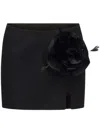 Area Flower Slit Mini Skirt In Black