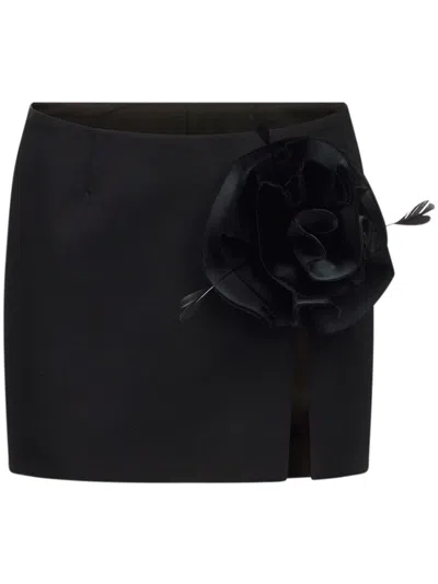 AREA FLORAL-APPLIQUÉ WOOL MINI SKIRT