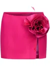 Area Floral-appliqué Wool Mini Skirt In Pink