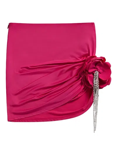 Area Floral-embellished Draped Mini Skirt In Pink
