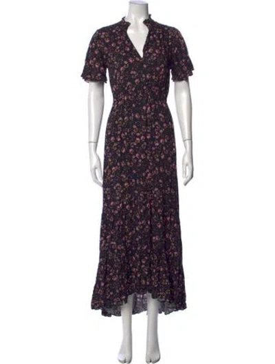 Pre-owned Area Floral Print Long Dress In Blue
