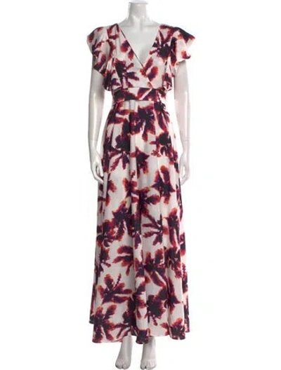 Pre-owned Area Floral Print Long Dress In Multi