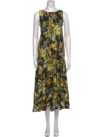 Pre-owned Area Floral Print Long Dress In Multi