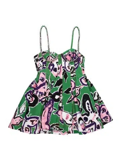 Pre-owned Area Floral Print Mini Dress In Green