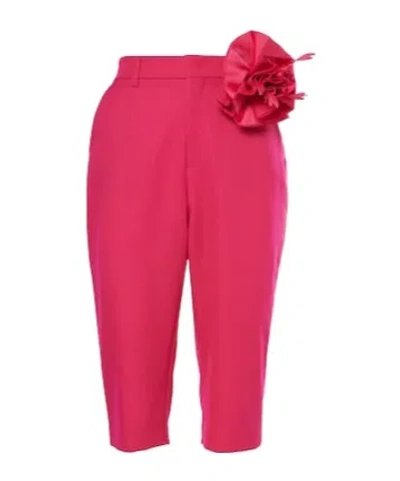 Area Floral-appliqué Wool Capri Pants In Pink