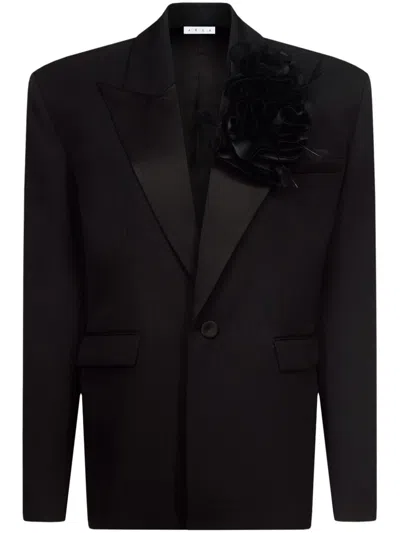 Area Flower Corsage Oversized Blazer In 黑色