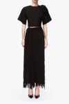 Area Fringe Midi Skirt In Black In Black
