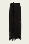 Area Fringe Midi Skirt In Black