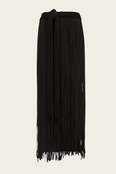 AREA FRINGE MIDI SKIRT IN BLACK