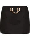 Area Gemstone Button Mini Skirt In Black