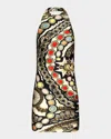 Area Gemstone Chain-print Halter Mini Dress