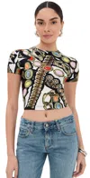 Area Gemstone Chain Print Crop Top In Multi
