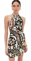 Shop Area Gemstone Chain Printed Halter Mini Dress Multi